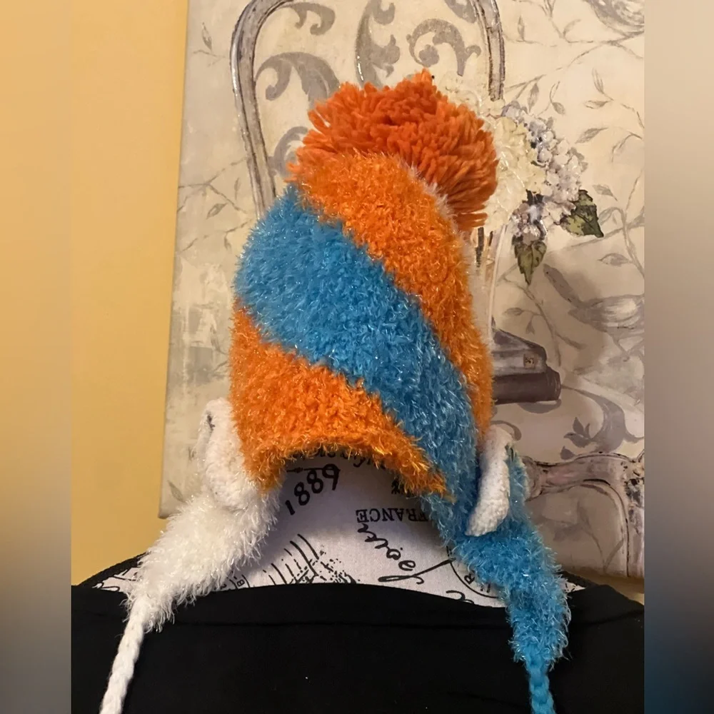 Handmade Colorful Striped Pom-Pom Hat